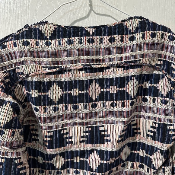 Iconic by Iskia Cream  Black Aztec Tribal Print Embellished Tapestry  Jacket - Picture 11 of 15